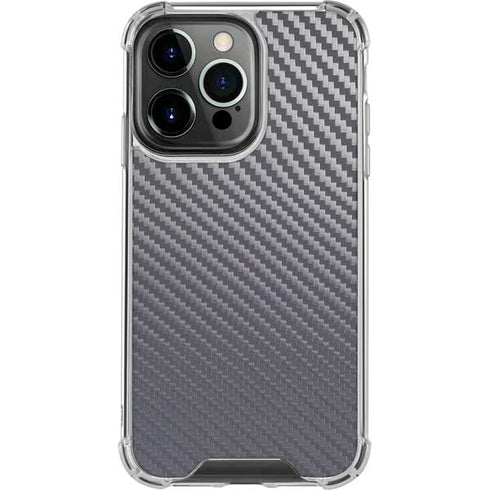 Silver Carbon Fiber Specialty Texture Material iPhone 15 Pro Clear Case